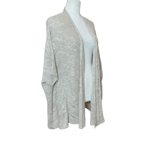 EILEEN FISHER Open Knit Sweater Cardigan Women L Linen Cover Up Flowy Luxury - Picture 8 of 10